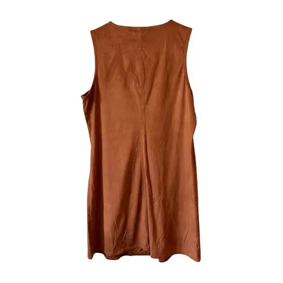 NWT Jack By BB Dakota Women’s Coyle Drapey Faux Suede Dress in Camel Size Large - Picture 2 of 6